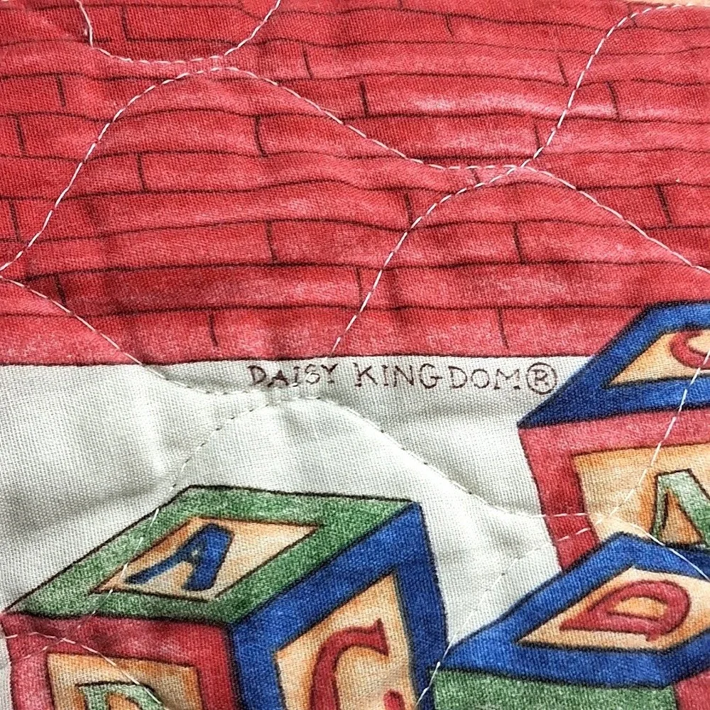Vtg Handmade Daisy Kingdom Bear Toys Baby Crib Blanket Quilt Unisex Nursery